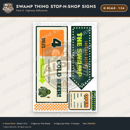 Alpine Railworks 30845G G Scale Roadside Signs - Swamp Monster Store