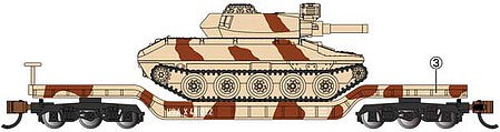 Bachmann 71387 N Scale 52ft Depressed-Center Flatcar US Army Desert