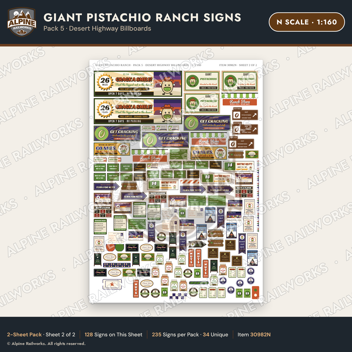 Alpine Railworks 30982N N Scale Roadside Signs - Giant Pistachio
