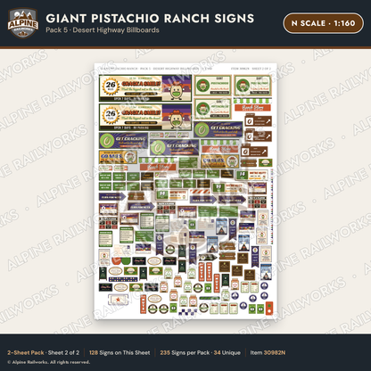 Alpine Railworks 30982N N Scale Roadside Signs - Giant Pistachio