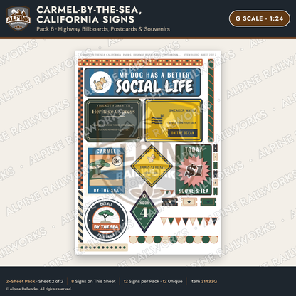 Alpine Railworks 31433G G Scale Carmel CA Signs - Billboards