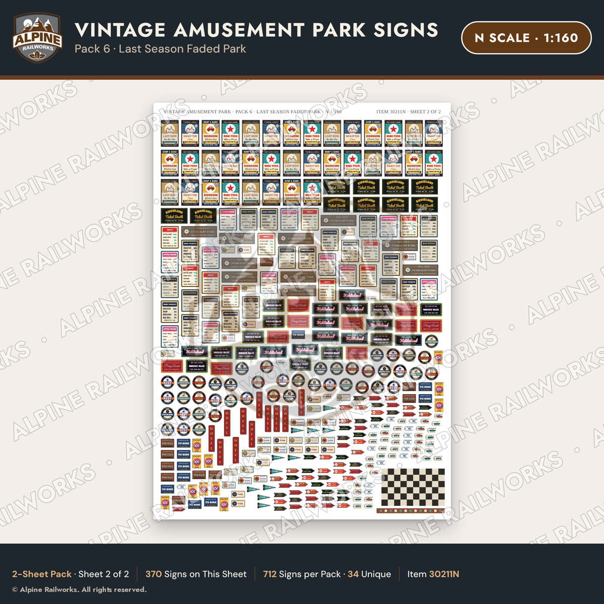 Alpine Railworks 30211N N Scale Vintage Amusement Park Signs