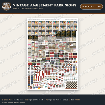 Alpine Railworks 30211N N Scale Vintage Amusement Park Signs
