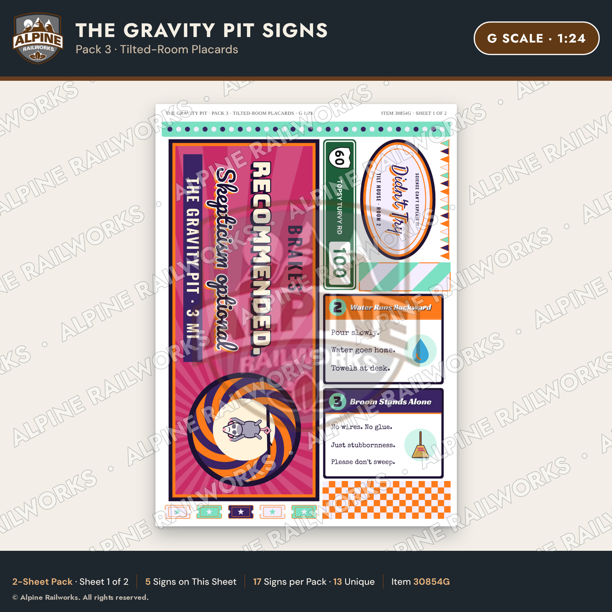 Alpine Railworks 30854G G Scale Roadside Signs - Mystery Hole