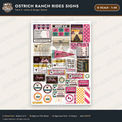Alpine Railworks 31137O O Scale Roadside Signs - Ostrich Farm