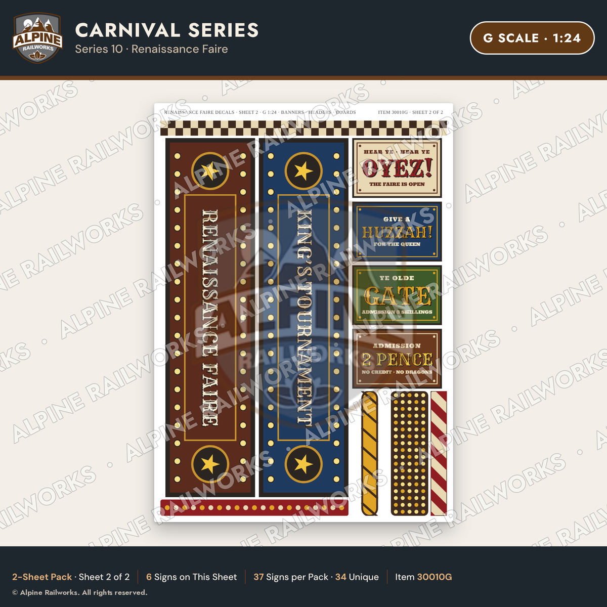 Alpine Railworks 30010G G Scale Carnival Signs - Renaissance Faire