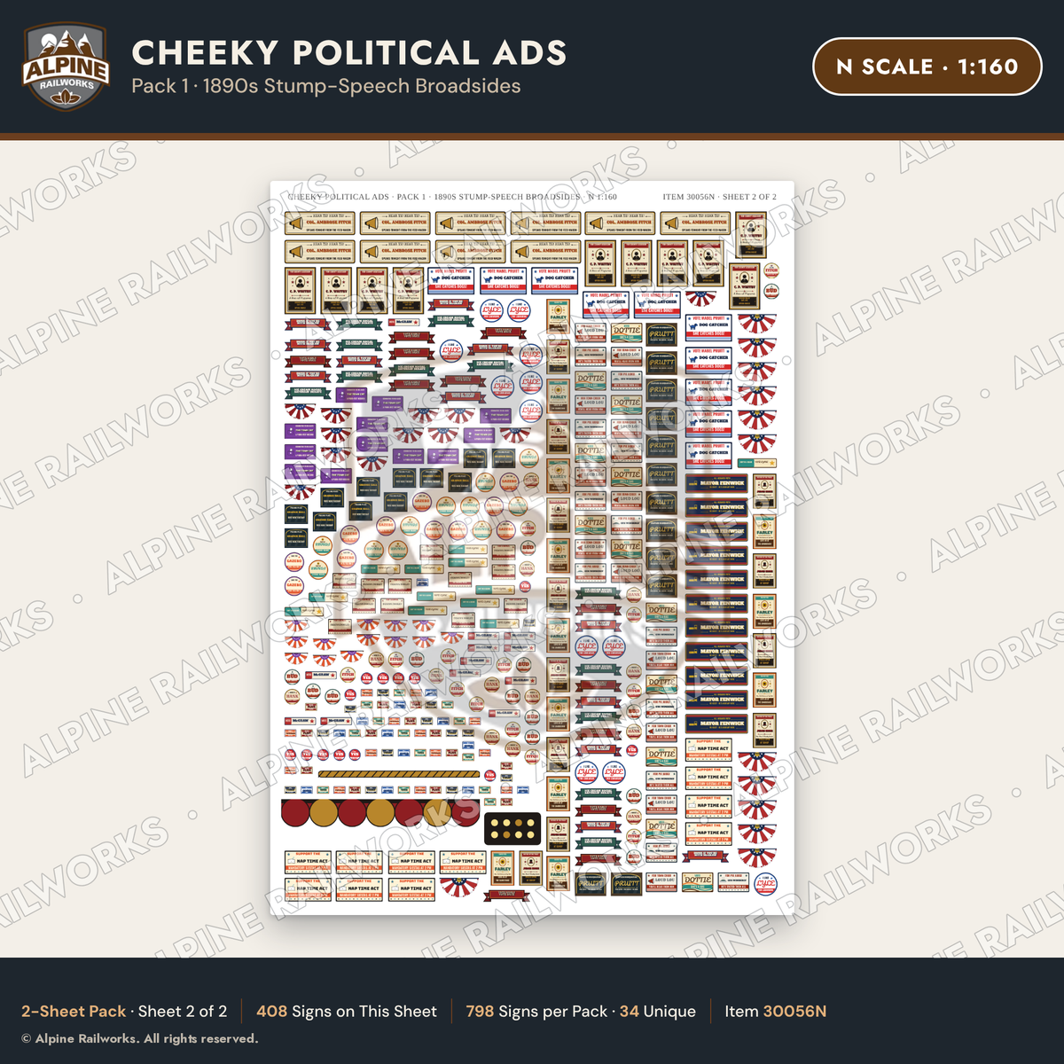 Alpine Railworks 30056N N Scale Cheeky Political Ads