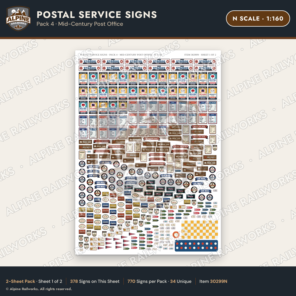 Alpine Railworks 30299N N Scale Postal Service Signs