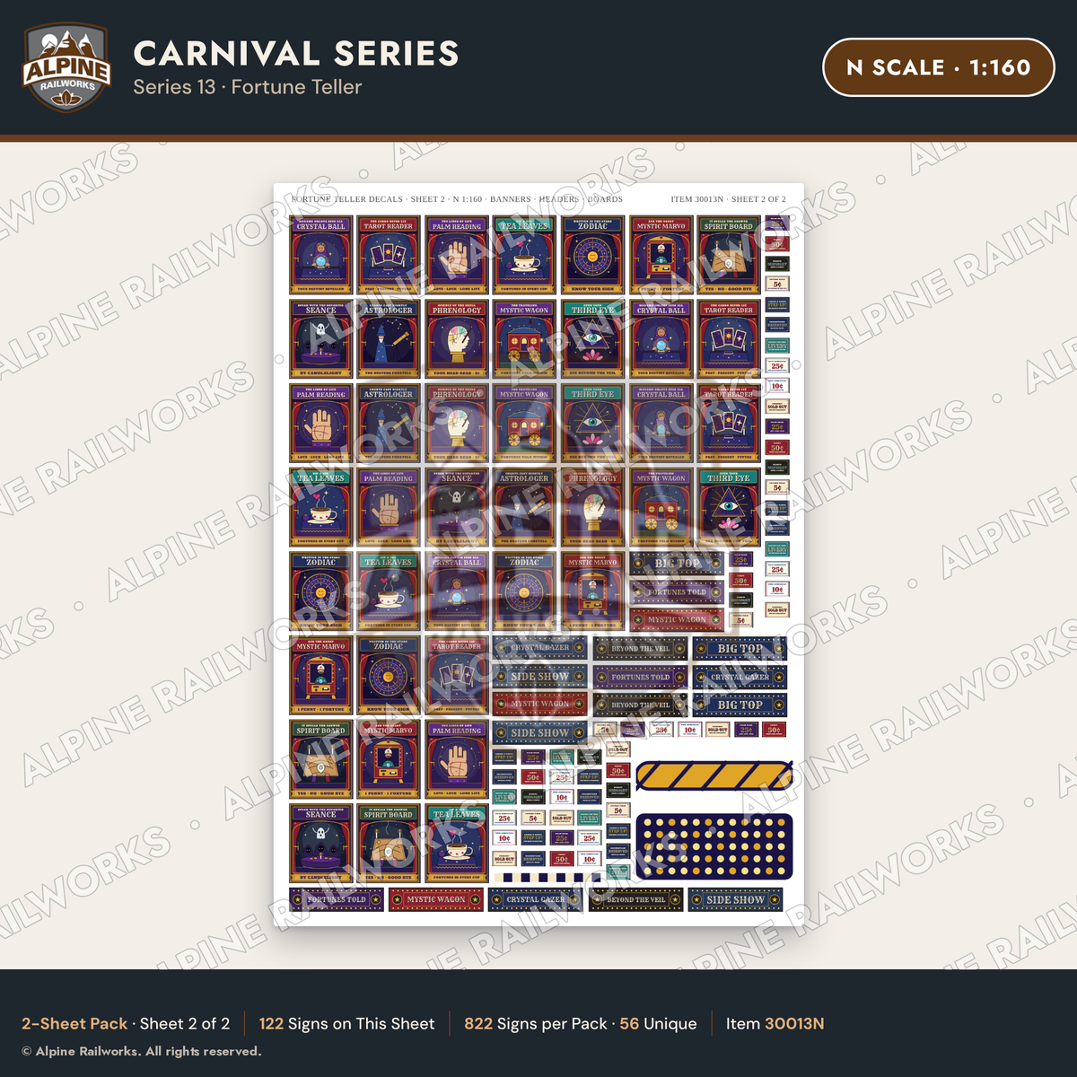 Alpine Railworks 30013N N Scale Carnival Signs - Fortune Teller