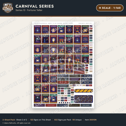 Alpine Railworks 30013N N Scale Carnival Signs - Fortune Teller