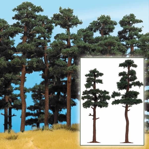 Busch 6142 HO Scale Pine Trees -- 5-3/4 & 6-5/16" 14.5 & 16cm pkg(2)