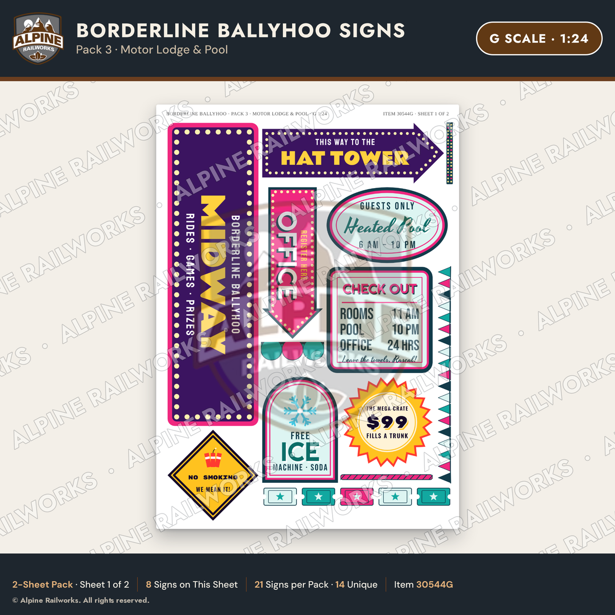 Alpine Railworks 30544G G Scale Roadside Signs - Border Tourist Stop