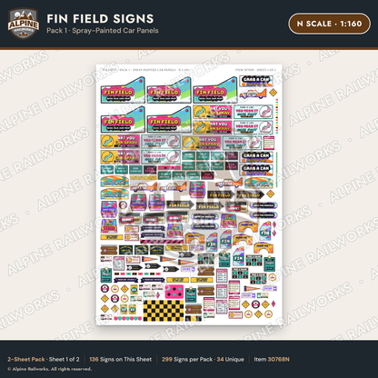 Alpine Railworks 30768N N Scale Roadside Signs - Buried Car Art