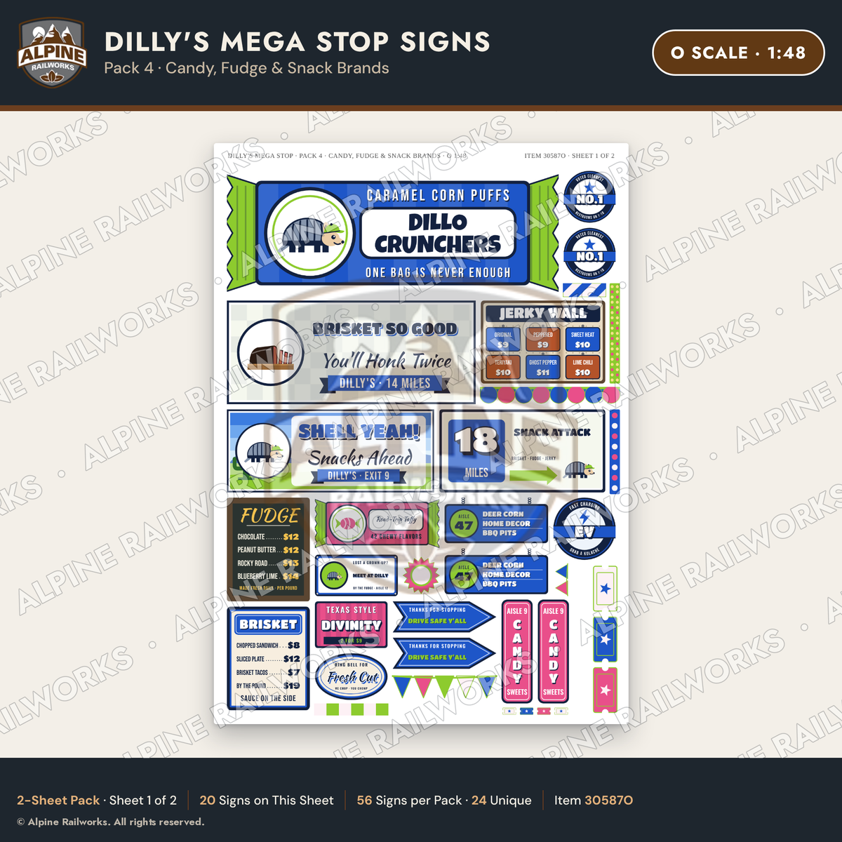 Alpine Railworks 30587O O Scale Roadside Signs - Travel Center