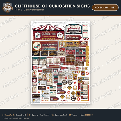 Alpine Railworks 31028HO HO Scale Roadside Signs - Curiosity House