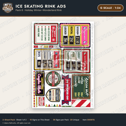 Alpine Railworks 30067G G Scale Ice Skating Rink Ads