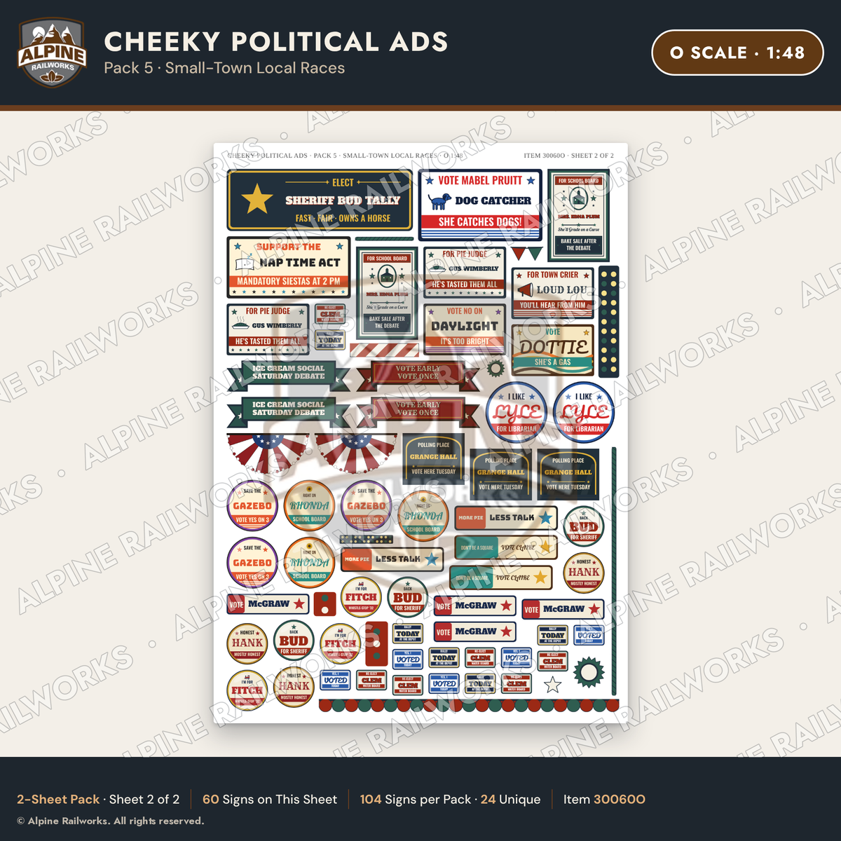 Alpine Railworks 30060O O Scale Cheeky Political Ads