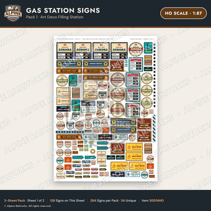 Alpine Railworks 30014HO HO Scale Gas Station Signs