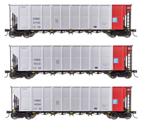 Walthers Mainline 910-56873 HO Scale 50' RD-4 Hopper 3-Pack RTR COMX #9013–9100