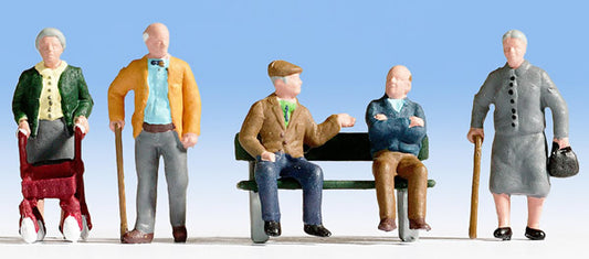 Noch 15551 HO Scale Senior Citizens -- With Accessories pkg(5)
