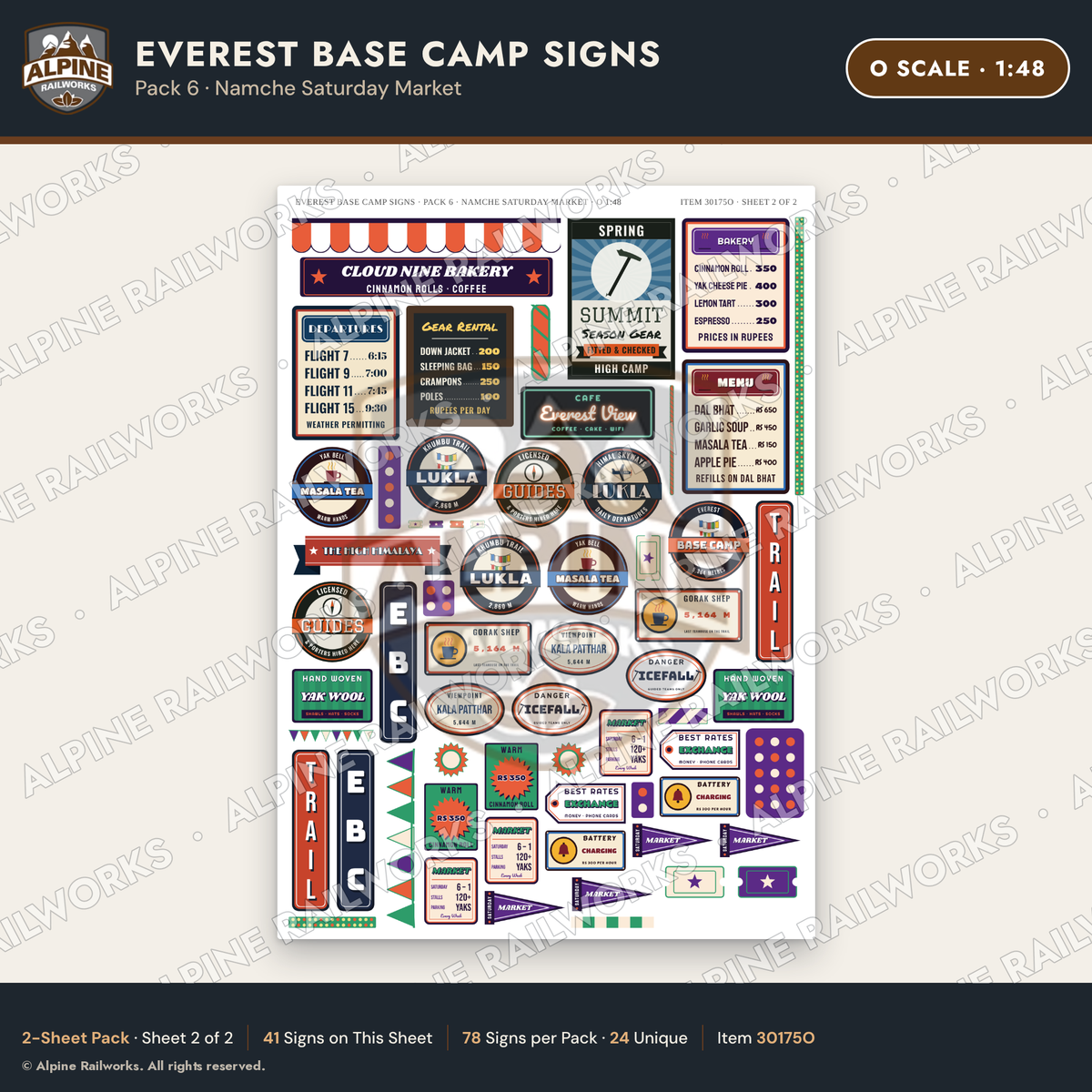 Alpine Railworks 30175O O Scale Everest Base Camp Signs