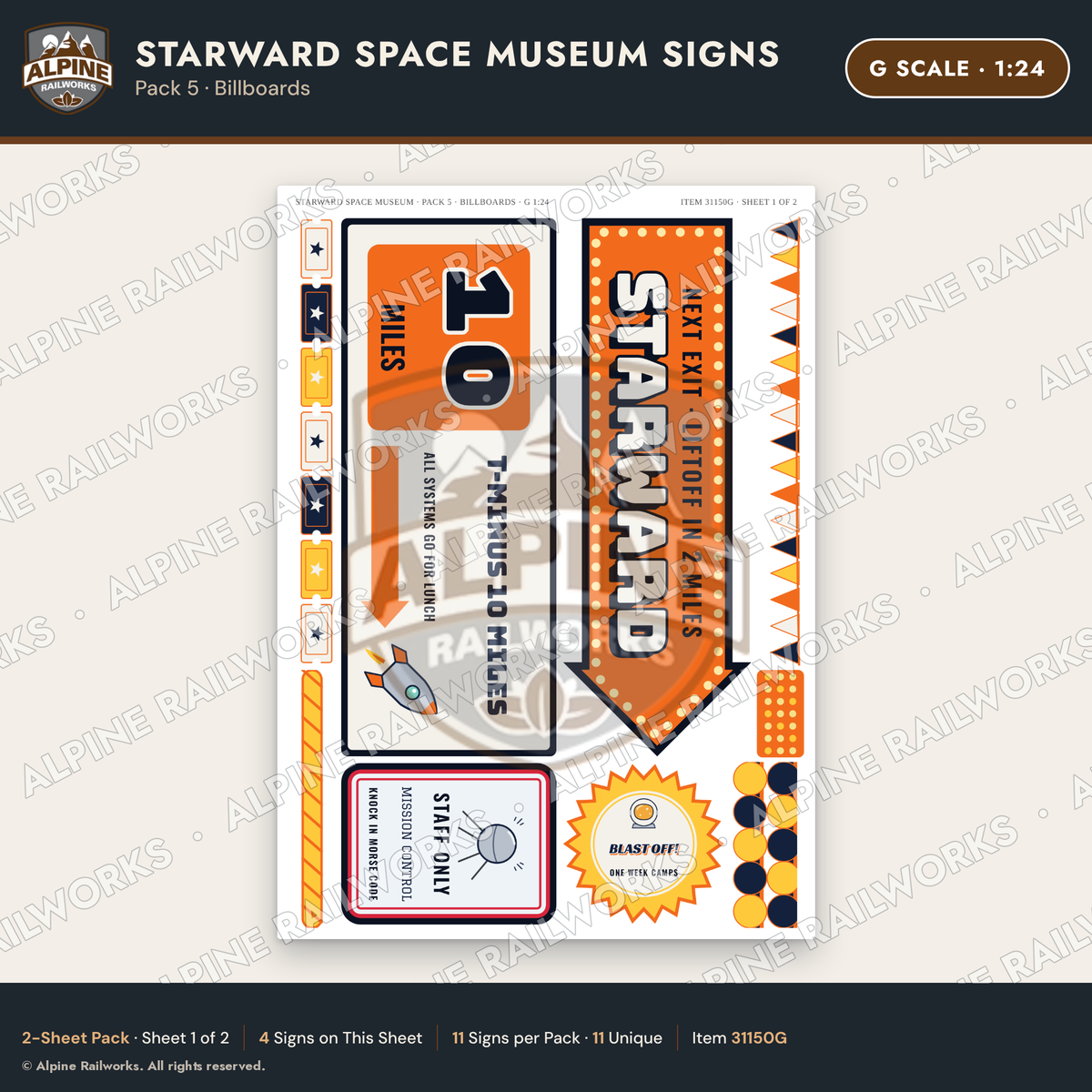 Alpine Railworks 31150G G Scale Roadside Signs - Space Museum