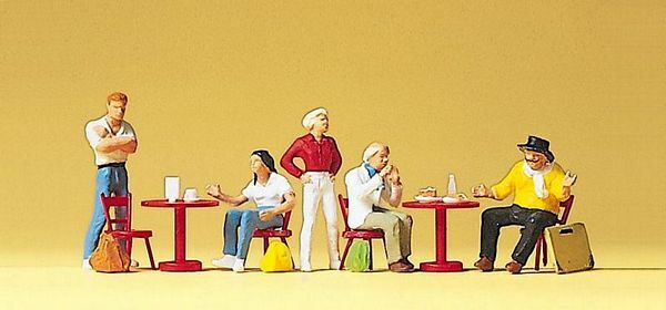 Preiser 10349 HO Scale Recreation & Sports -- Students/Artists In Cafe