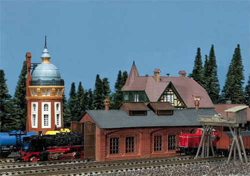 Faller 222141 N Scale Oldtimer Engine Shed - Weathered Model