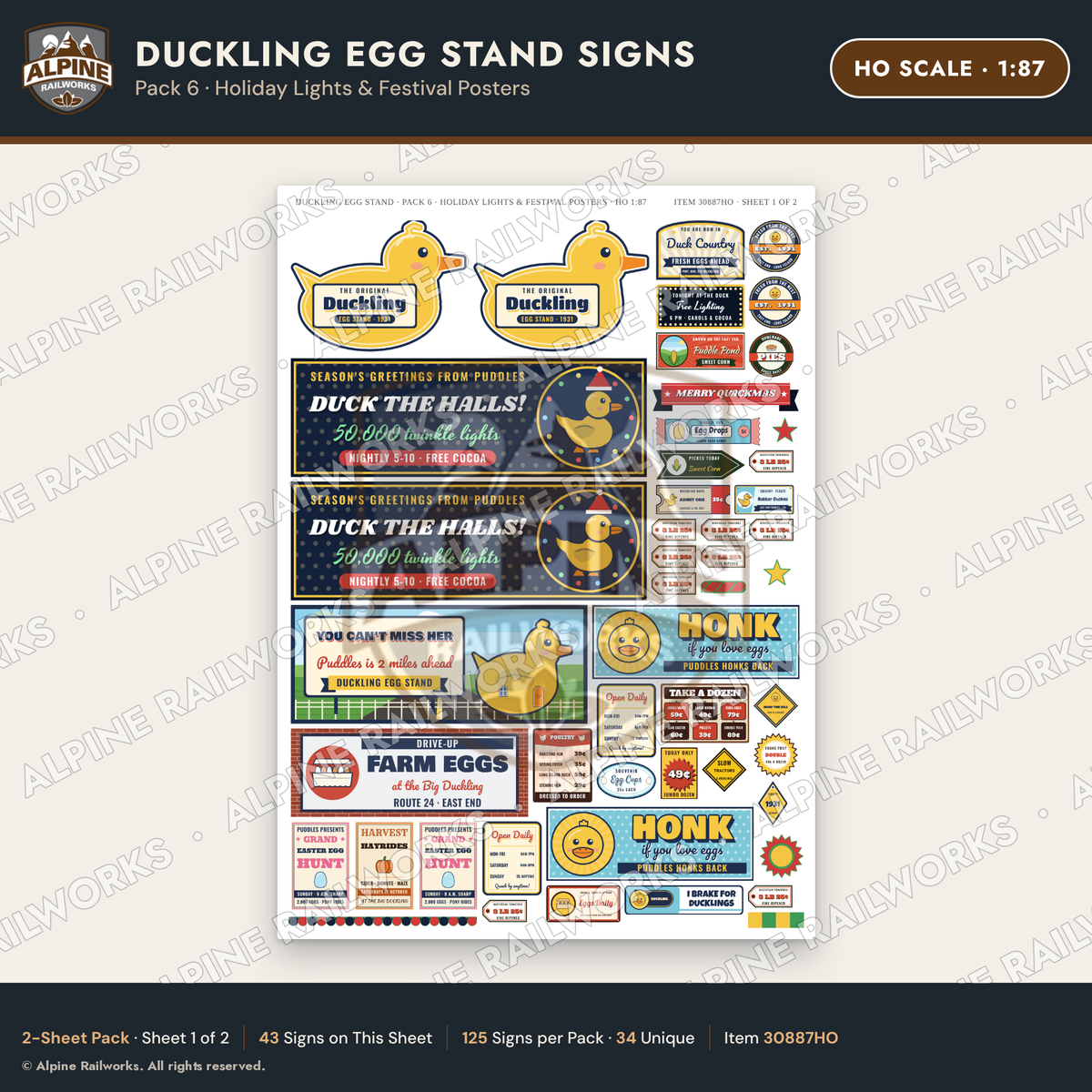 Alpine Railworks 30887HO HO Scale Roadside Signs - Giant Duck
