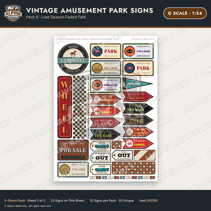 Alpine Railworks 30211G G Scale Vintage Amusement Park Signs