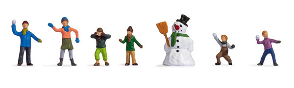 Noch 36821 N Scale Children in the Snow -- 6 Kids, Snowman