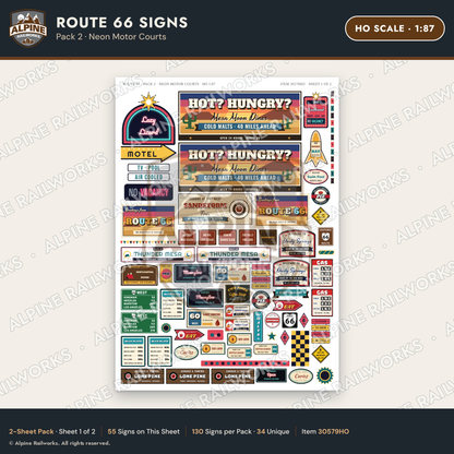 Alpine Railworks 30579HO HO Scale Route 66 Highway Signs