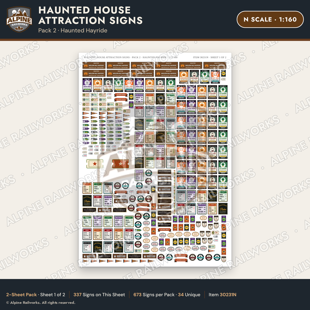 Alpine Railworks 30231N N Scale Haunted House Attraction Signs