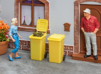 Pola 333225 G Scale Yellow Garbage Cans and Carts pkg(2)
