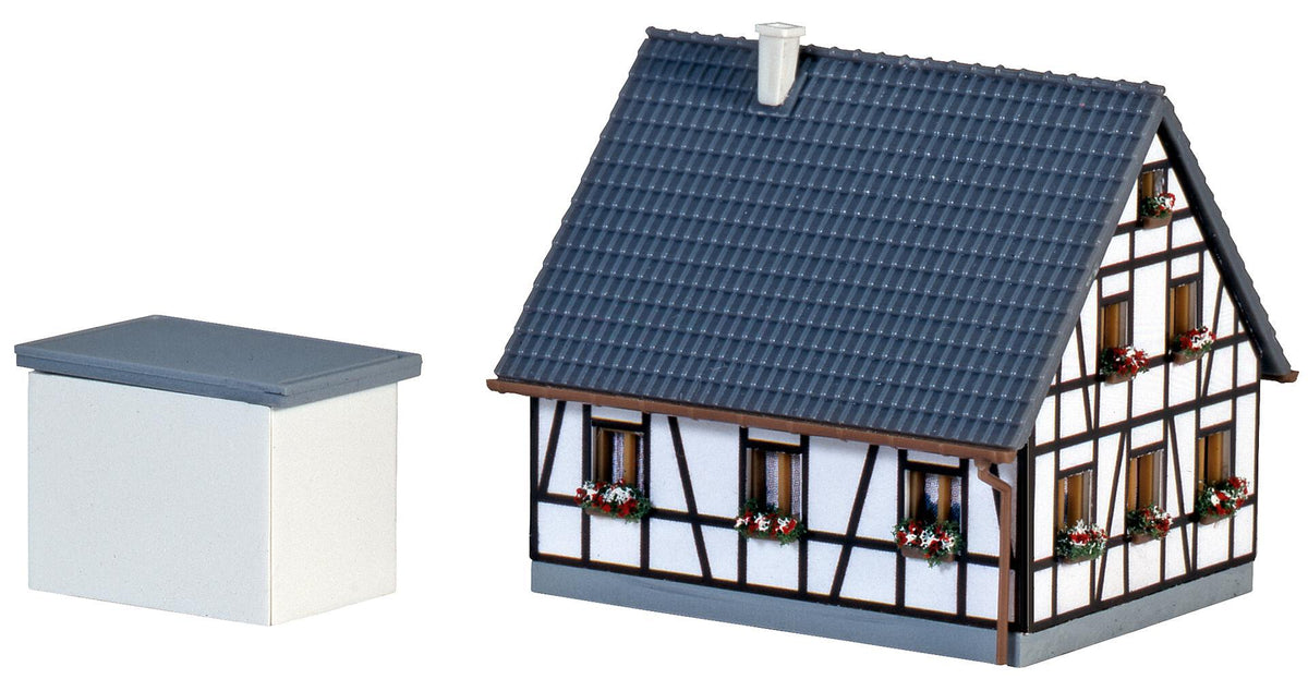 Faller 282760 Z Scale Half-Timbered House w/ Blue Roof Kit