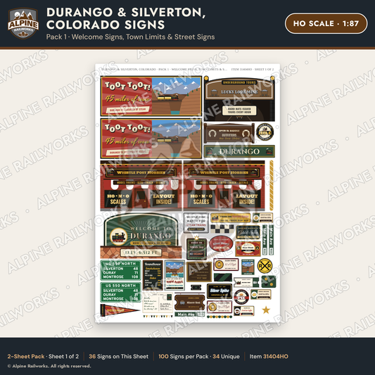 Alpine Railworks 31404HO HO Scale Durango CO Signs - Welcome Signs