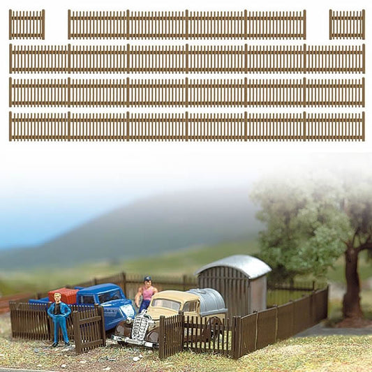 Busch 6007 HO Scale Fences -- Picket Fence Set 48" w/4 Gates
