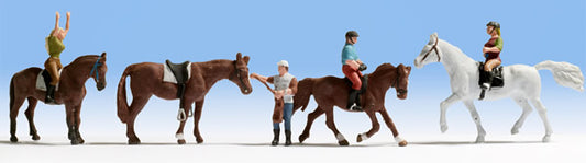 Noch 15630 HO Scale Equestrians -- 4 People & 4 Horses