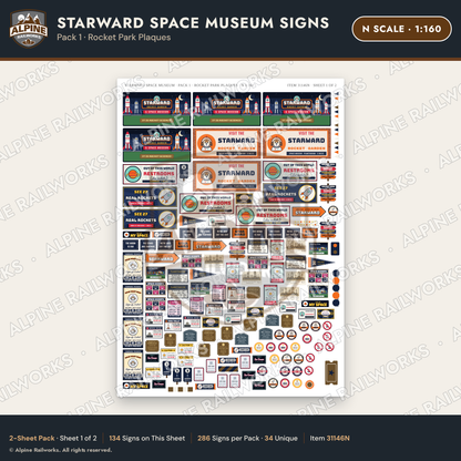 Alpine Railworks 31146N N Scale Roadside Signs - Space Museum