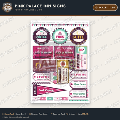 Alpine Railworks 31041G G Scale Roadside Signs - Pink Themed Motel