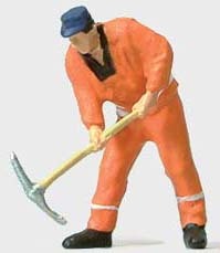 Preiser 28090 HO Scale Worker -- Track Worker w/Pick