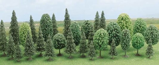 Busch 6489 A Scale Mixed Forest Trees pkg(30) -- 12 Deciduous: 2-3/4 to 4-15/16"; 18 Pine: 2-3/8 to 5-5/16"