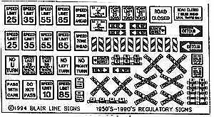 Blair Line 102 HO Scale Highway Signs Regulatory Signs #1