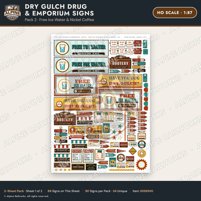Alpine Railworks 30561HO HO Scale Roadside Signs - Western Drug Store