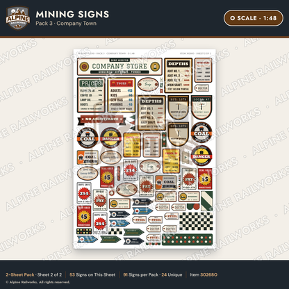Alpine Railworks 30268O O Scale Mining Signs - Company Town