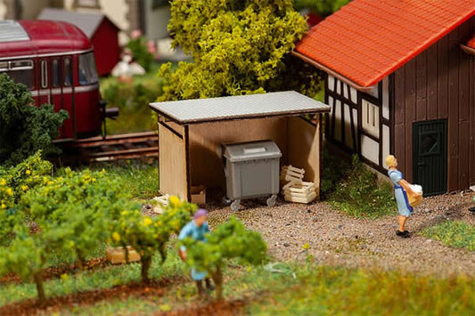 Faller 180300 HO Scale Dumpster-Dustbin Shed -- Laser-Cut Kit