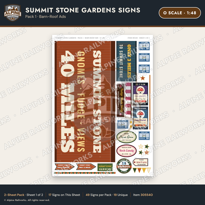 Alpine Railworks 30554O O Scale Roadside Signs - Rock Garden