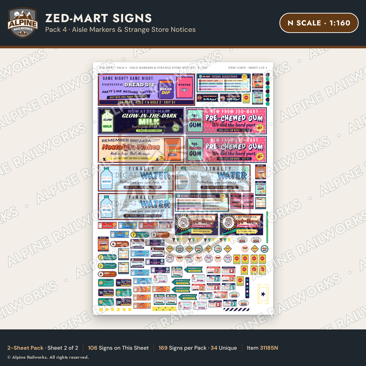 Alpine Railworks 31185N N Scale Grocery Store Signs - Funny Products
