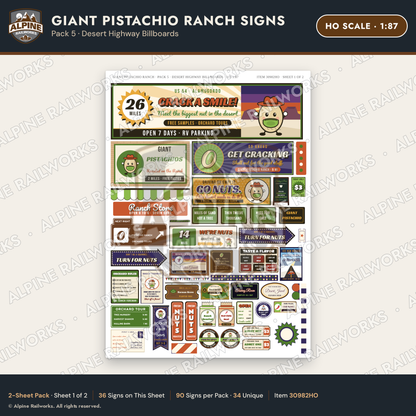 Alpine Railworks 30982HO HO Scale Roadside Signs - Giant Pistachio