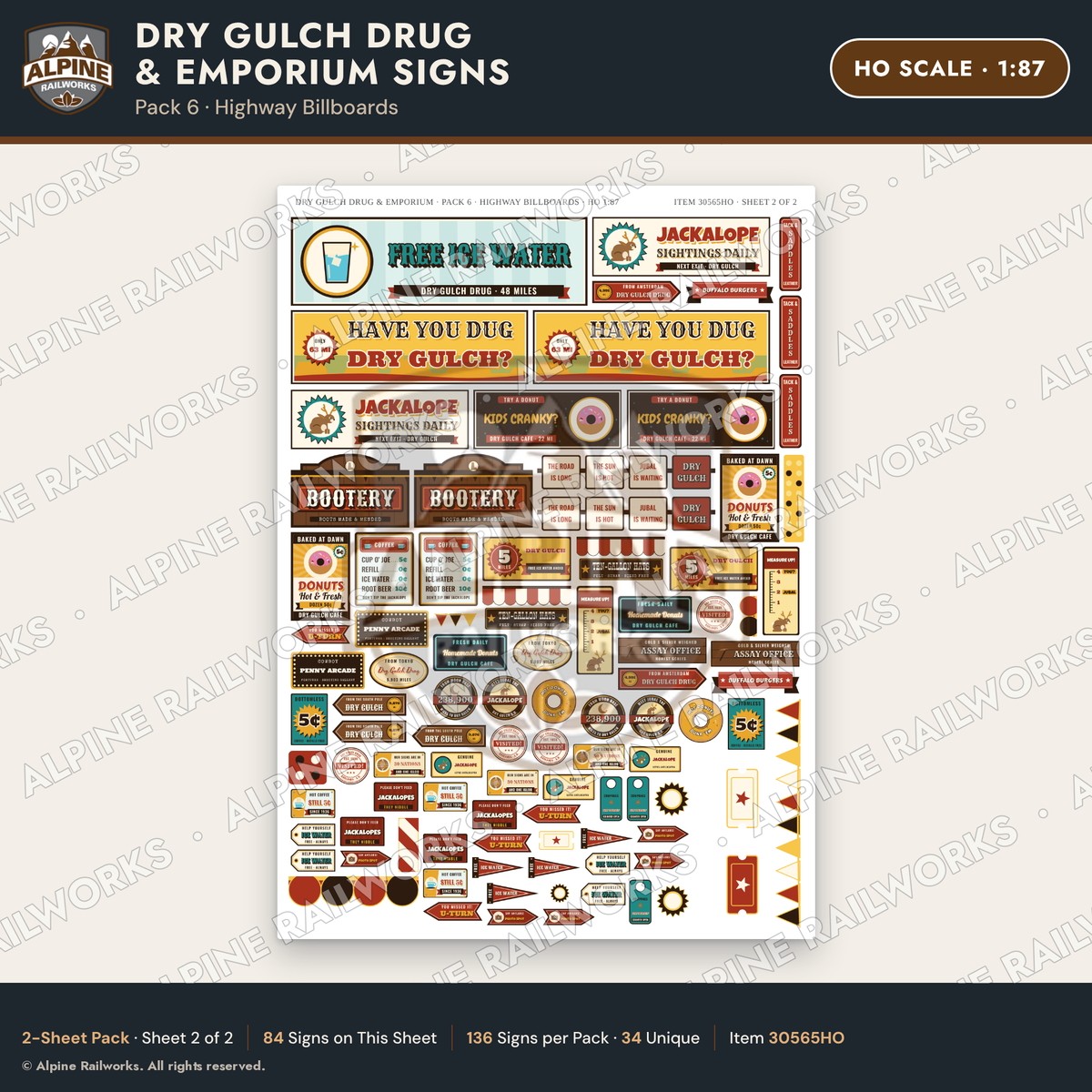Alpine Railworks 30565HO HO Scale Roadside Signs - Western Drug Store